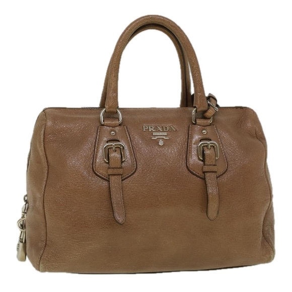 PRADA Hand Bag Leather Brown Auth yb407 - Picture 1 of 16